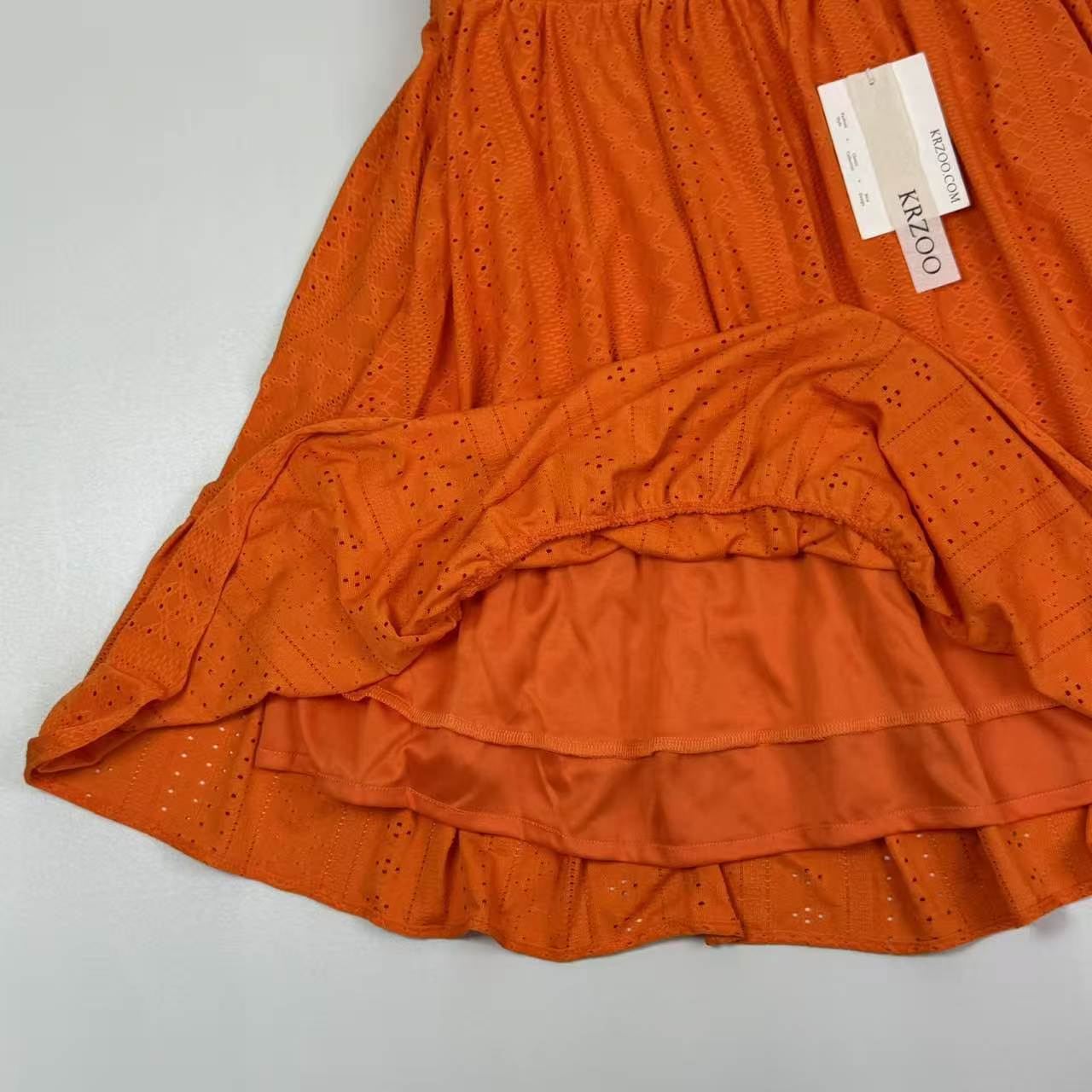 Orange open V-neck halter dress