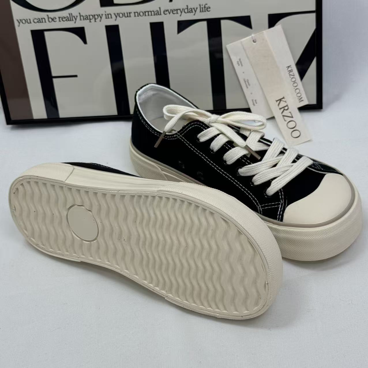 Big-head canvas thick-soled round-toe shoes