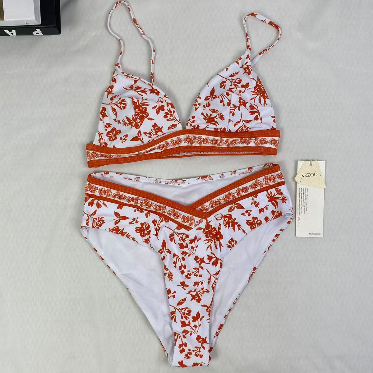 National pattern V-neck swimming suit