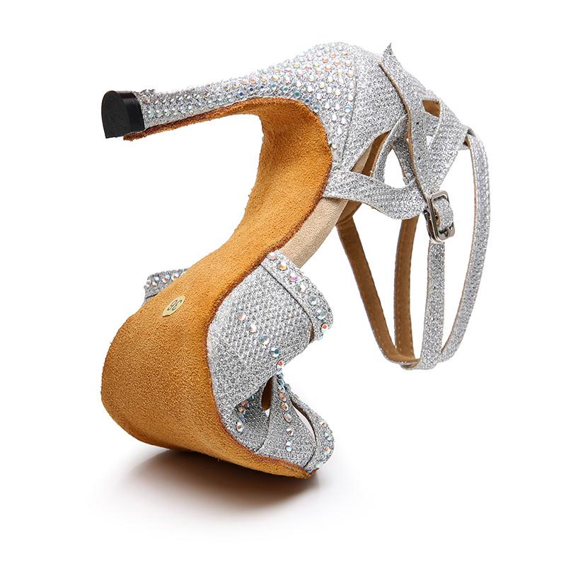 Women's Sparkling Glitter Customized Heel Ballroom Dance Shoes Latin Shoes