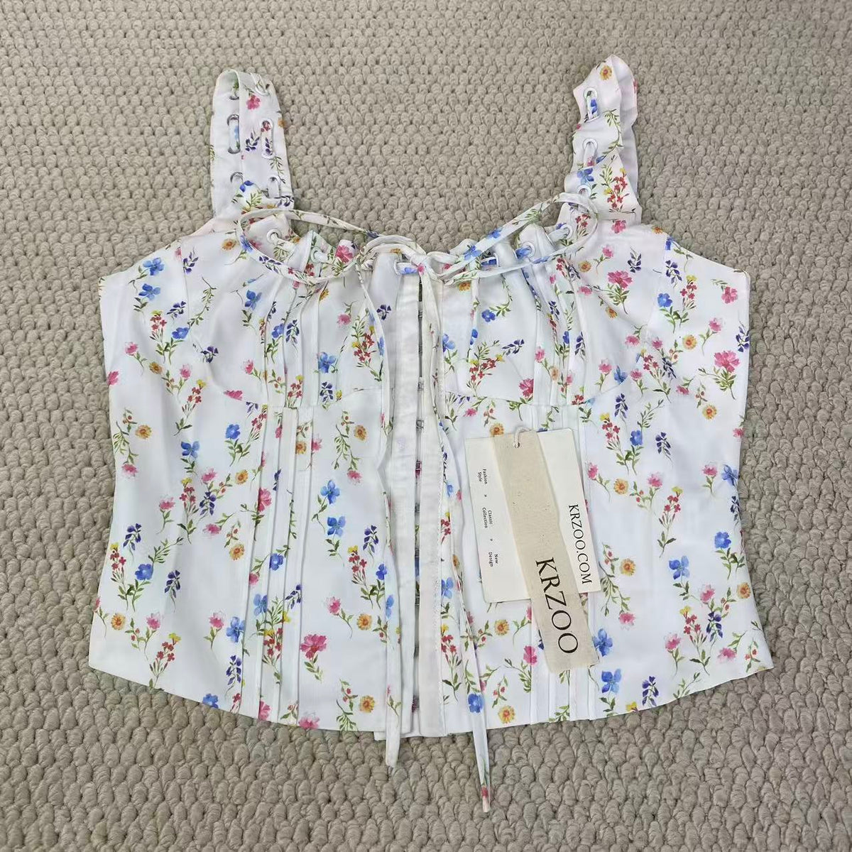 Printed halter-neck short-sleeved top