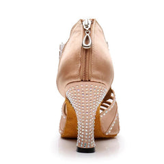 Women's Satin Customized Heel Ballroom Dance Shoes Latin Shoes