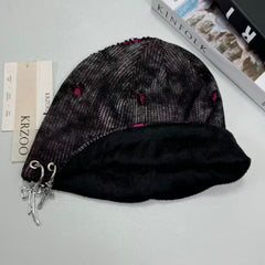 Cross-shaped hole distressed knitted hat