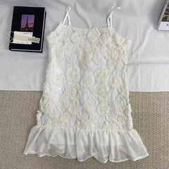 3D Floral Print Strappy Dress