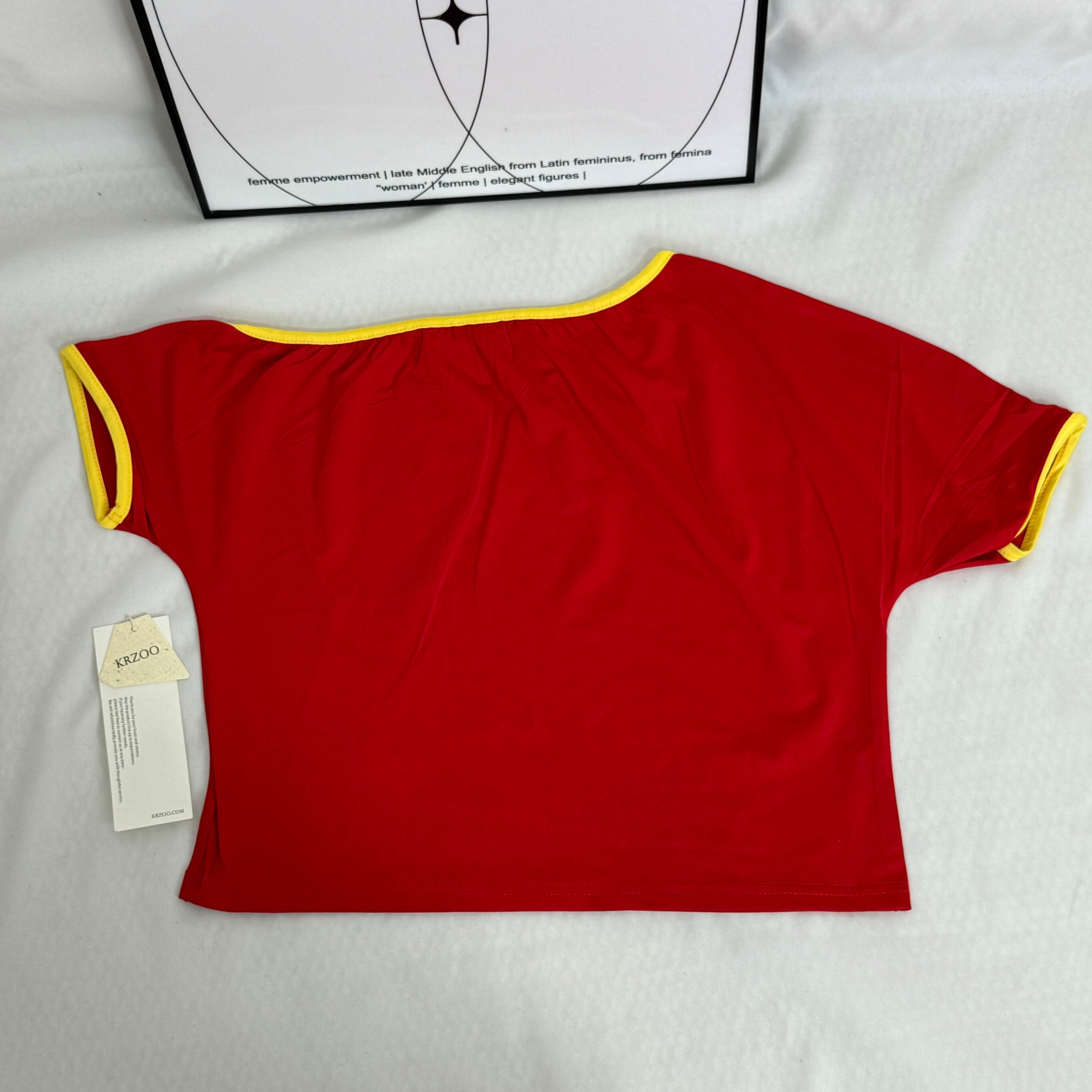 Stitched diamond lettered fitted top