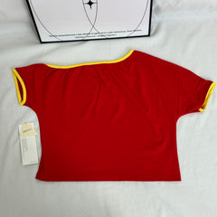 Stitched diamond lettered fitted top