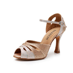 Women's Satin Customized Heel Ballroom Dance Shoes Latin Shoes