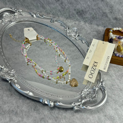 Love charm pendant string of pearls collar chain