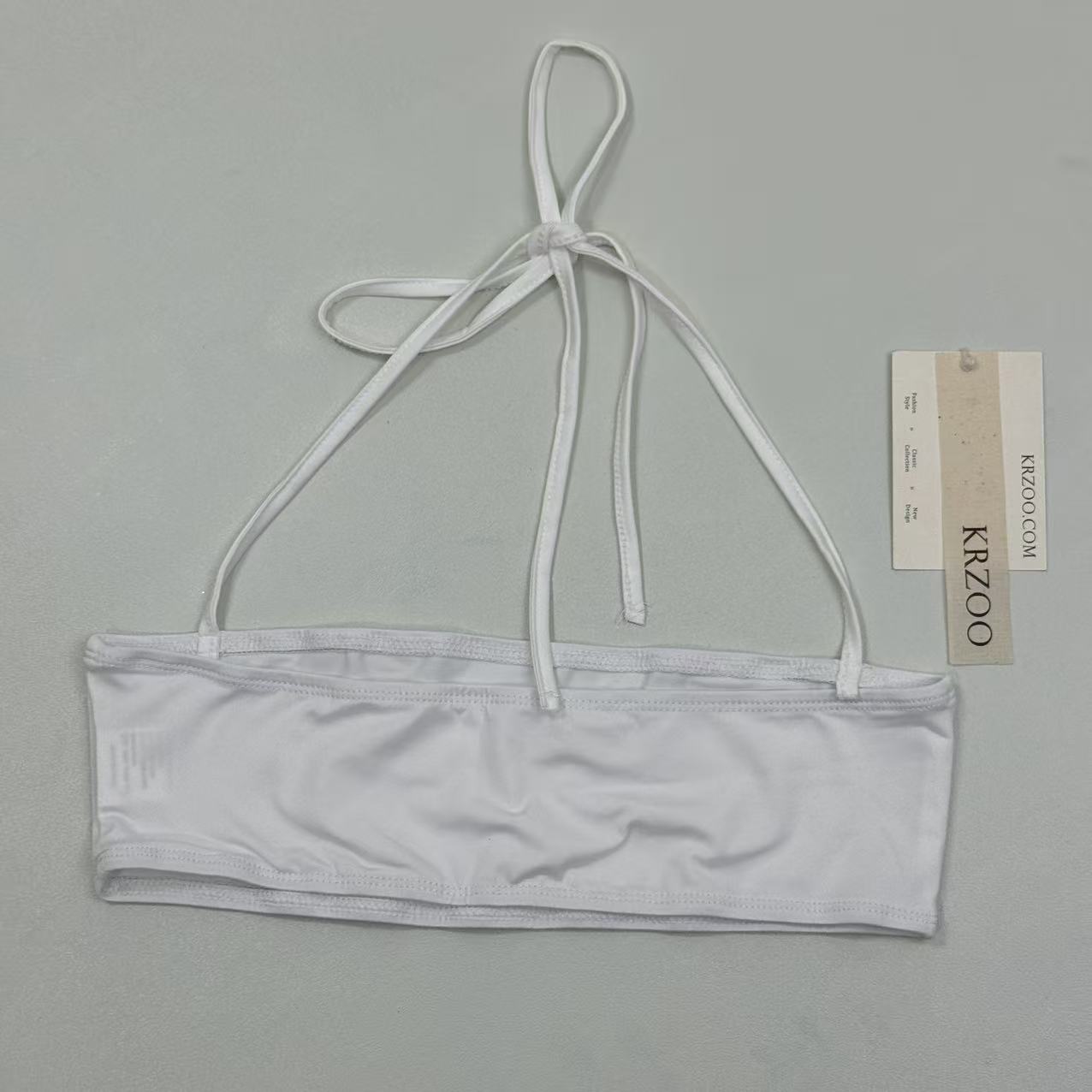 Cotton one-piece neckless plunging top