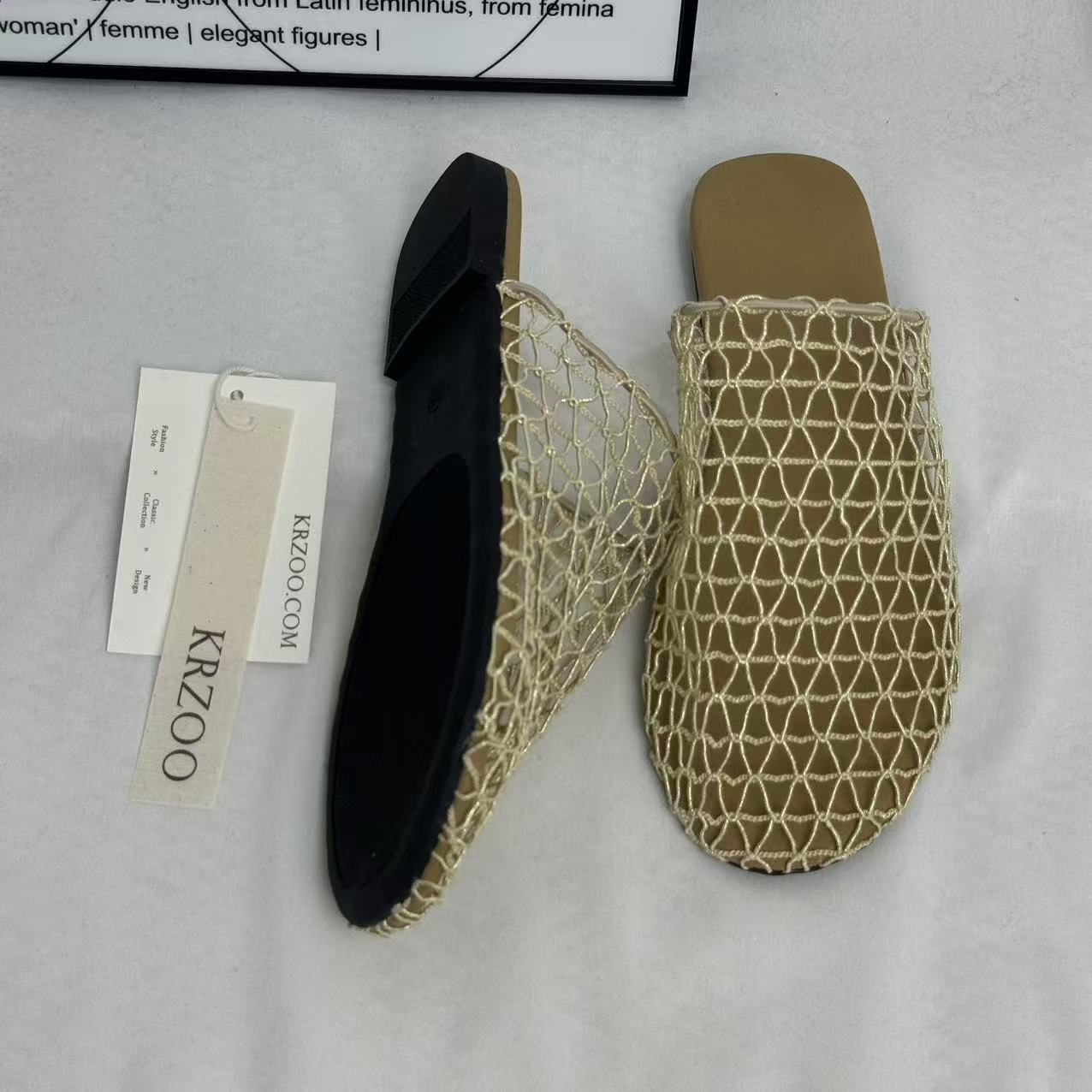 Woven mesh soft-soled slippers