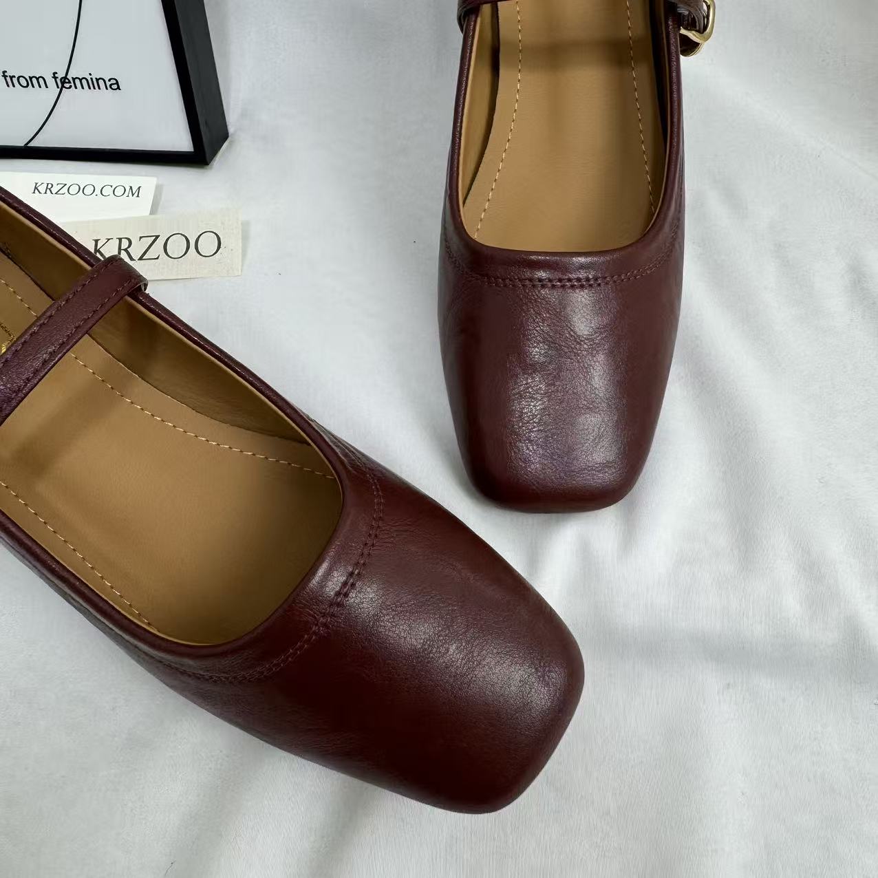 Low-Heel Square-Toe Low-Cut Flats