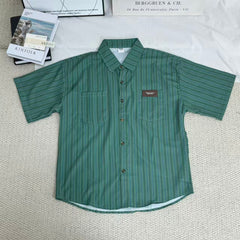 Striped V-neck short-sleeved shirt