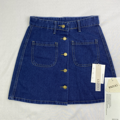 Button-up high-waisted denim skirt