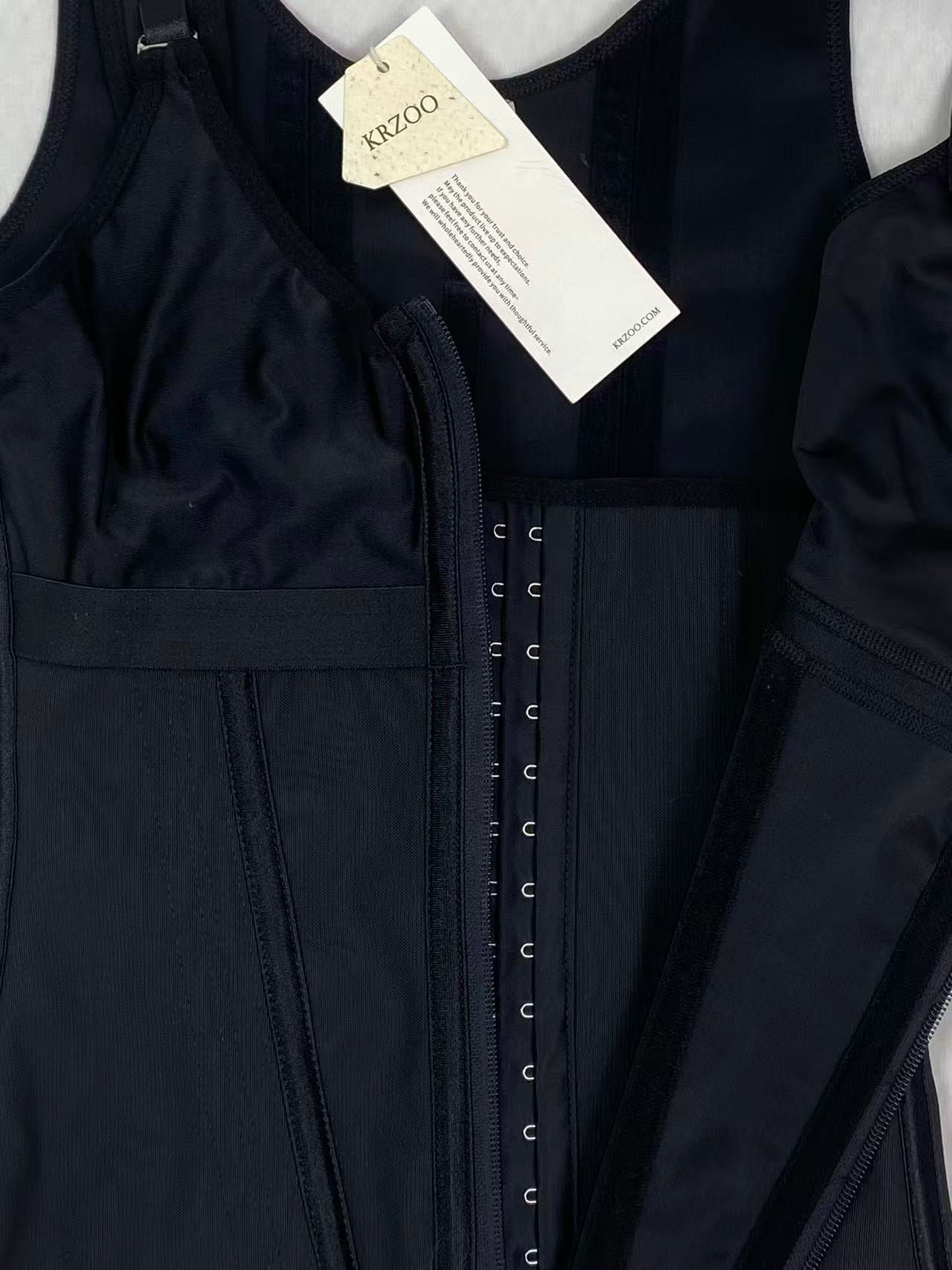 Zippered and buttoned double-layer shaping vest