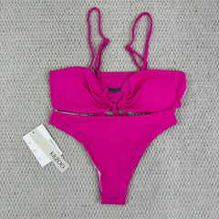 Striped solid-color three-piece swimming suit