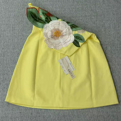 Strapless three-dimensional floral embroidery dress