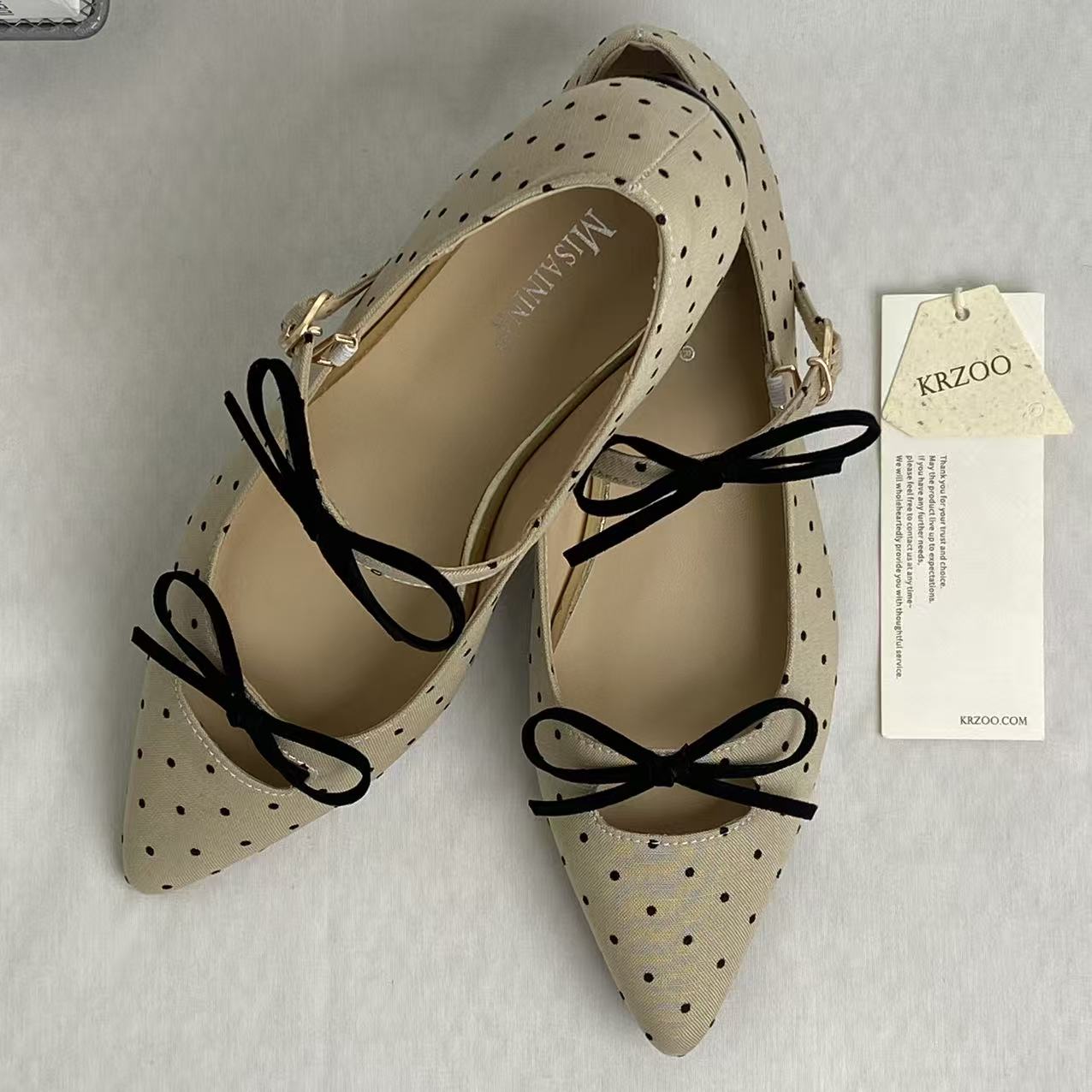 Dot pattern bow-top low-cut shoes