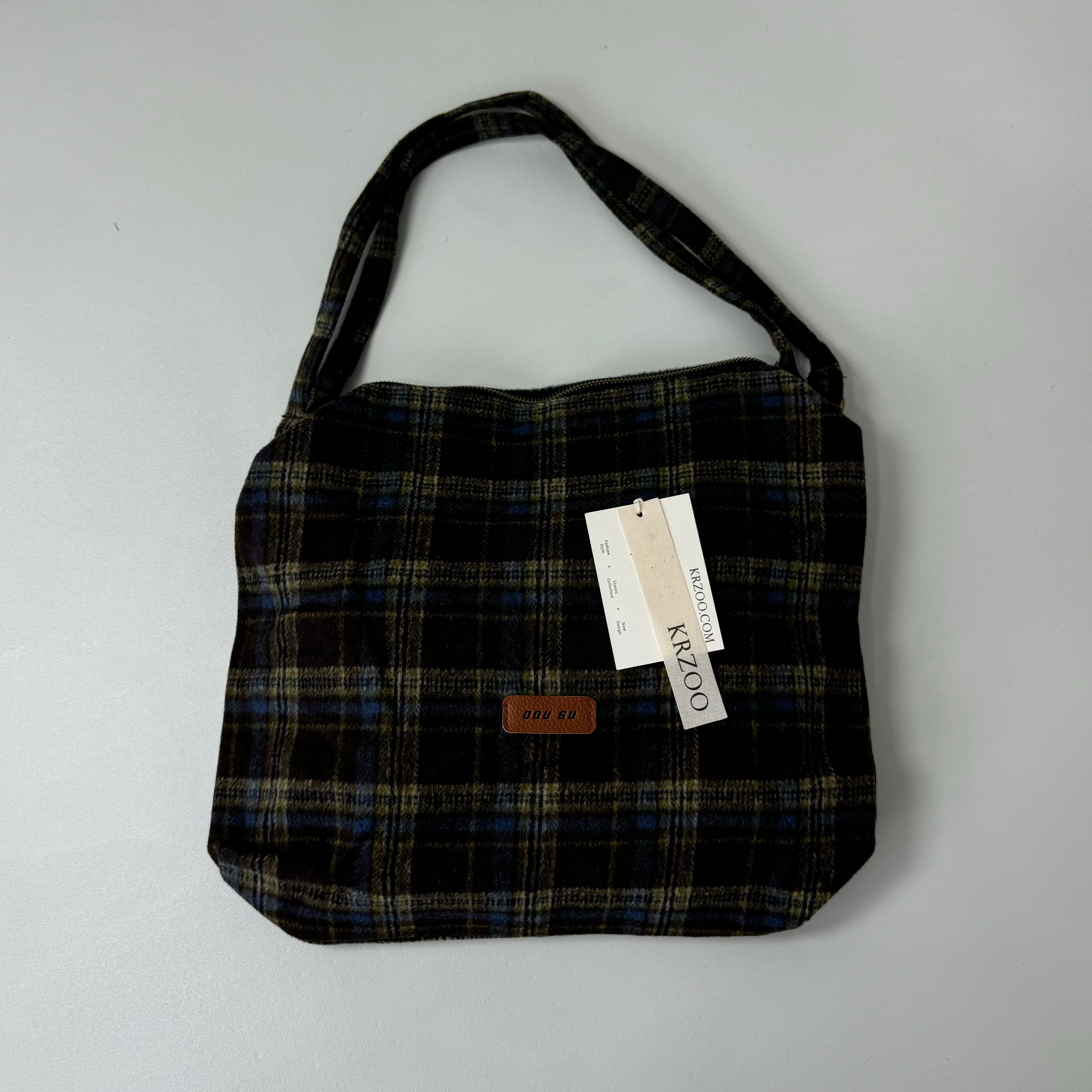 Cashmere checked shoulder bag