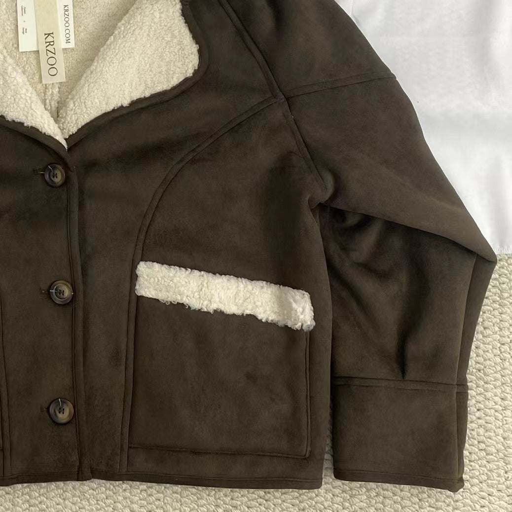 Loose-Fitting Suede And Shearling Coat