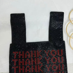 Rhinestone Vest-Shaped Mesh Handbag