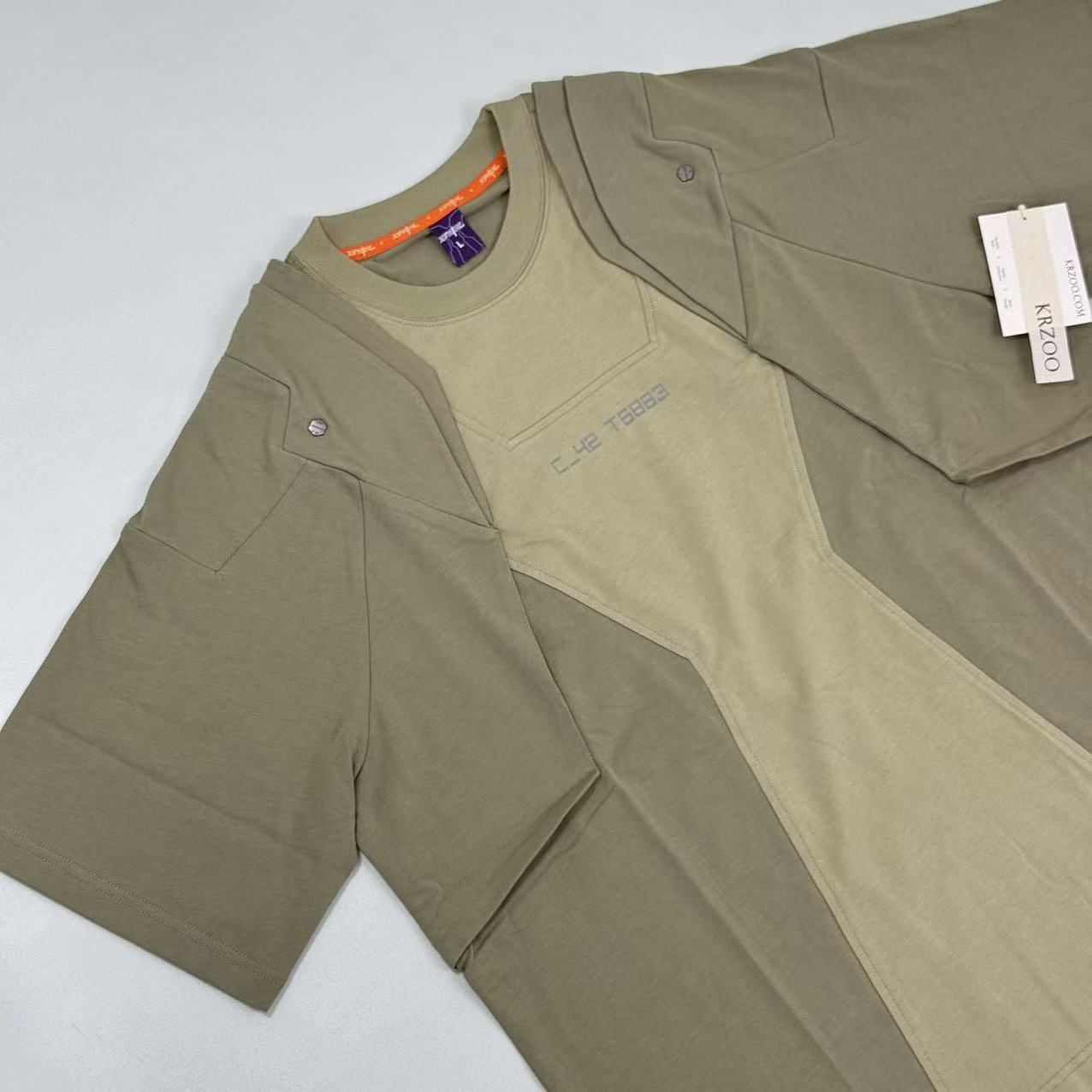Pure cotton multi-color double-shoulder sleeve short-sleeved T-shirt