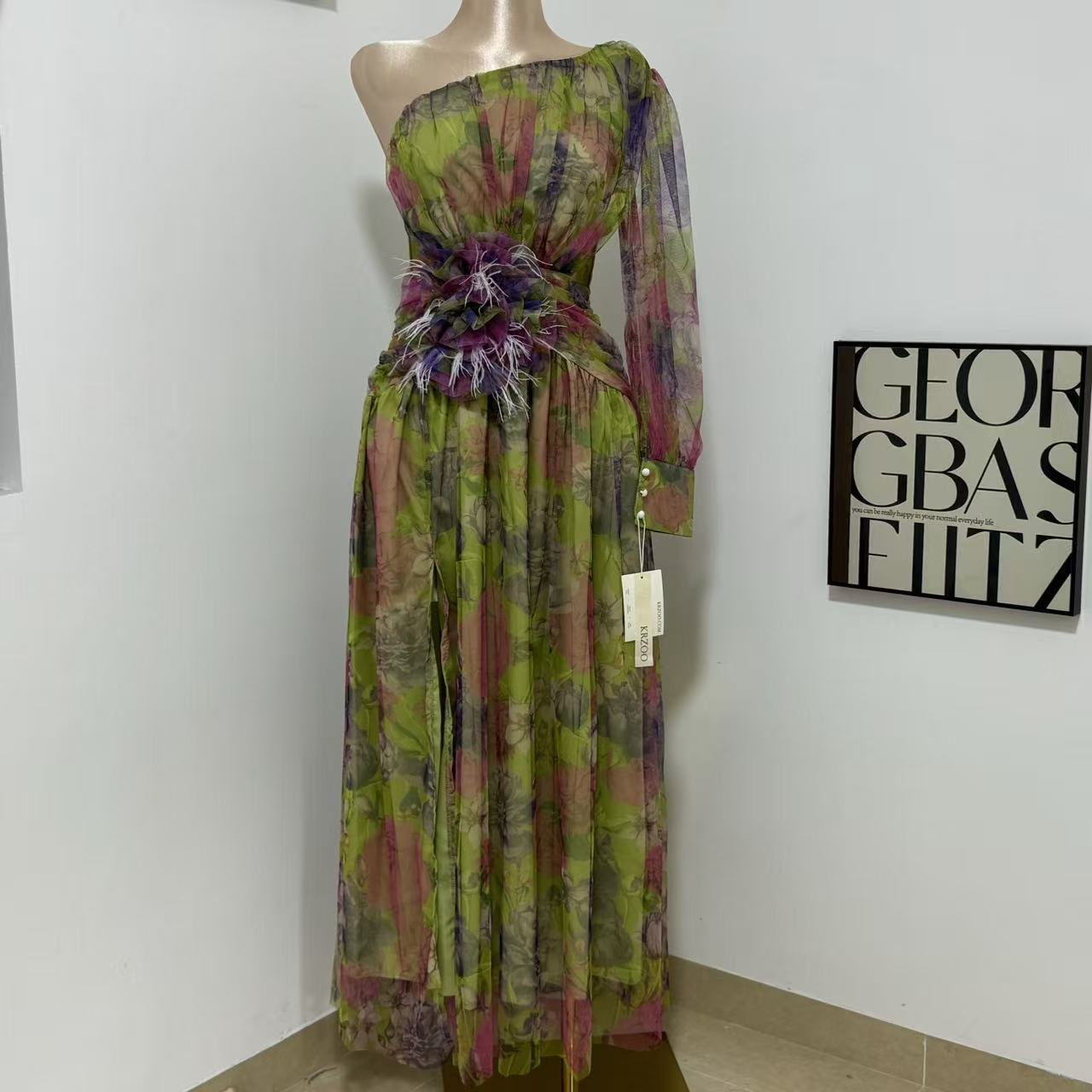 Party Mesh One-Shoulder Dress