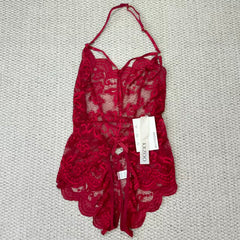 Lace open-front one-piece sheer set