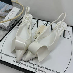 Camellia flower origami pointed-toe high heels