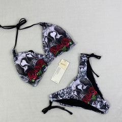 Printed strapless backless one-piece swimming suit