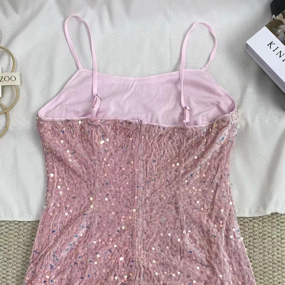 Backless Sequined Glitter Dress