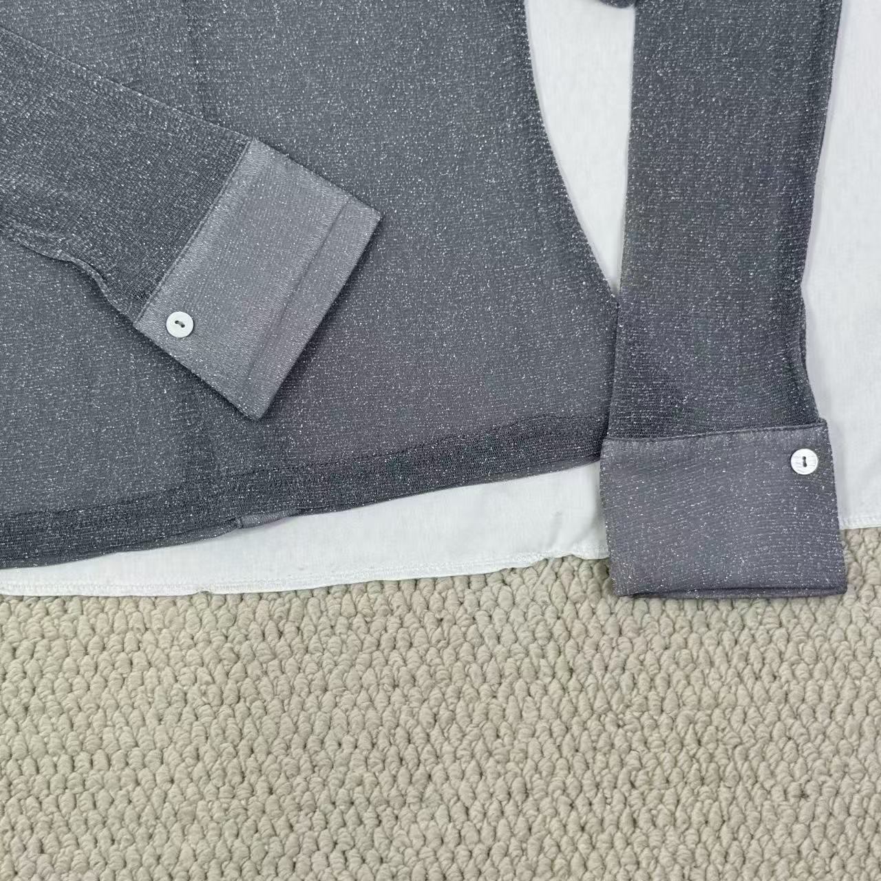 Fine mesh long-sleeved top