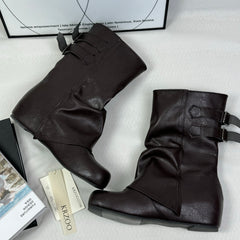 Round-toe inner high-top boots