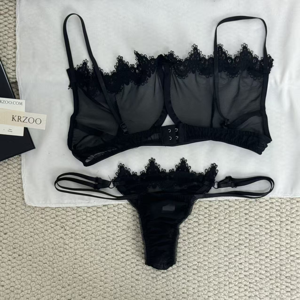 Net fabric see-through lace set