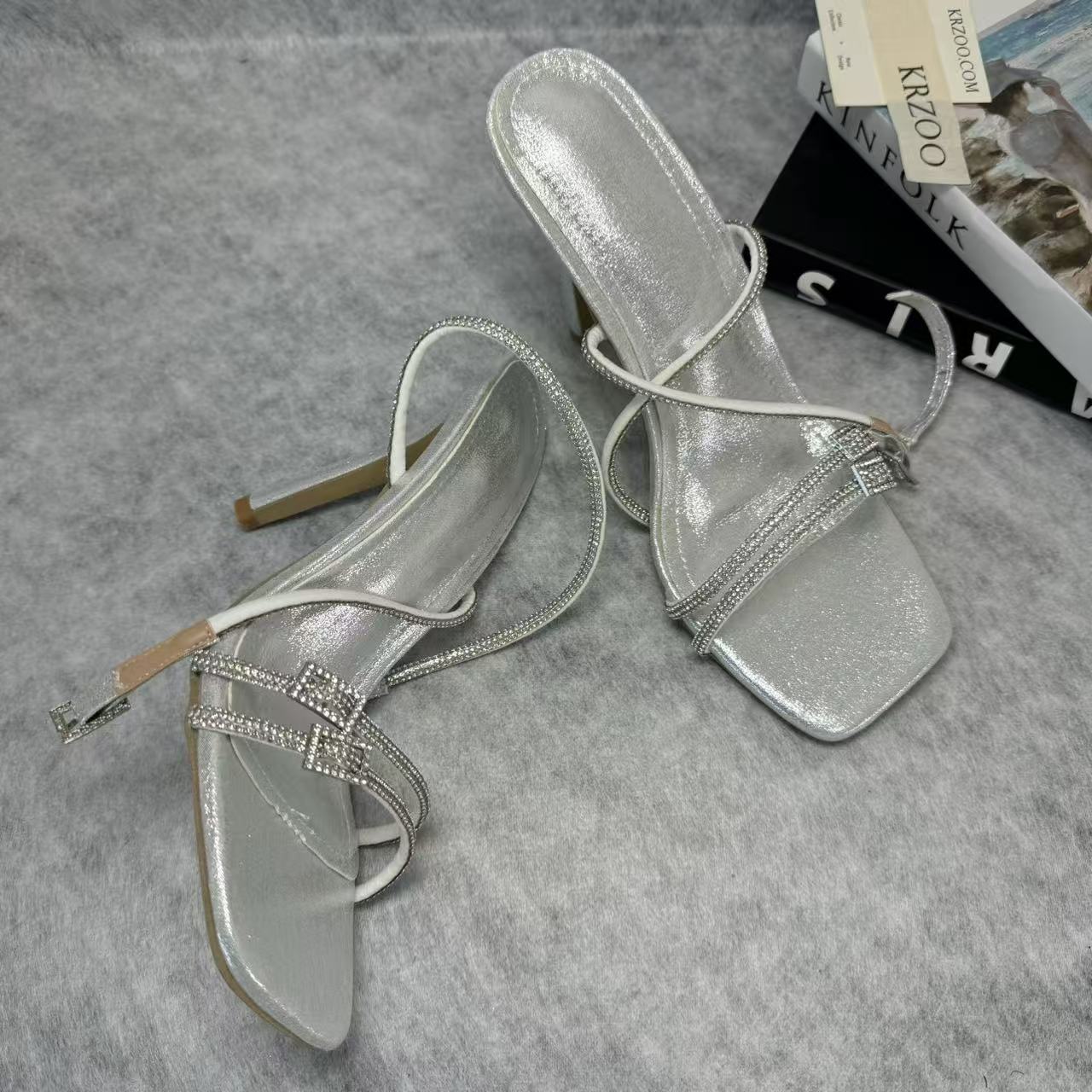 Spiked high-heeled shoes