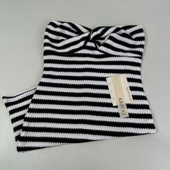 Striped strapless figure-hugging halter dress