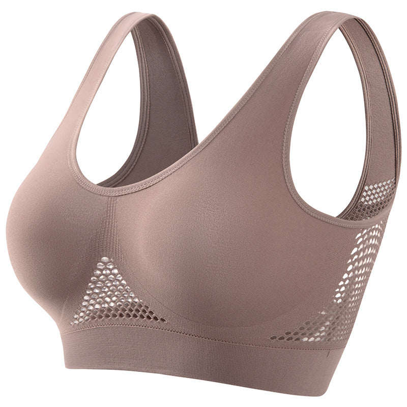 Large size breathable sports bra without underwire