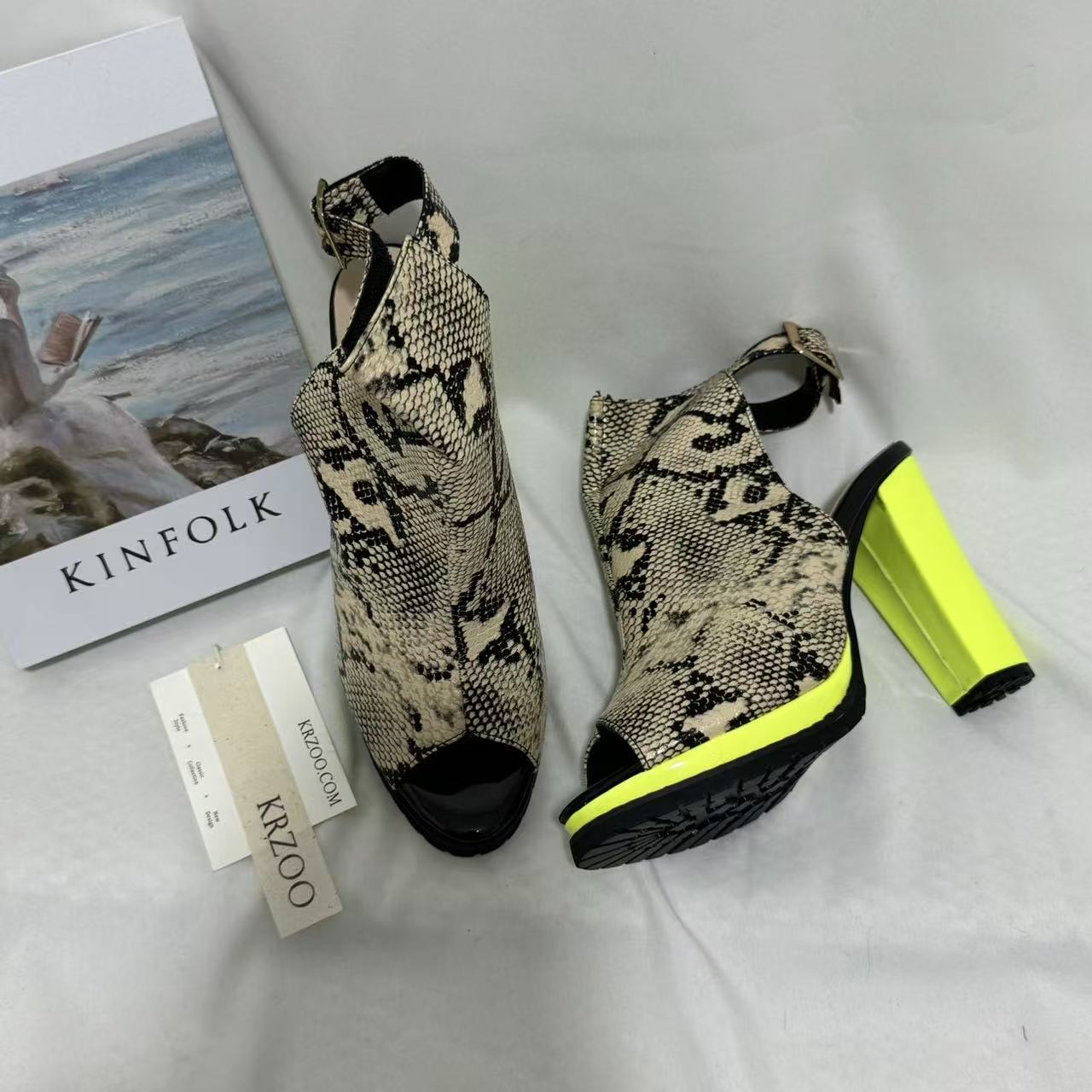 Leopard-Print Peep-Toe Platform Sandals