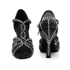 Women's Satin Customized Heel Ballroom Dance Shoes Latin Shoes
