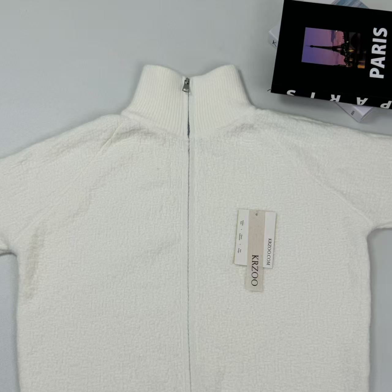 Button-down zipper knitted cardigan top