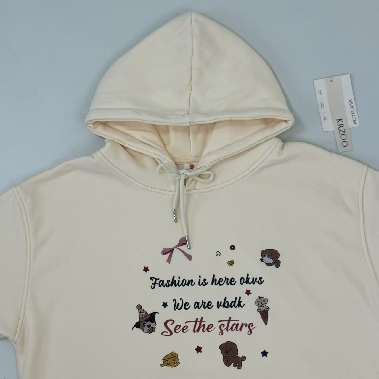 Printed hooded sweatshirt top