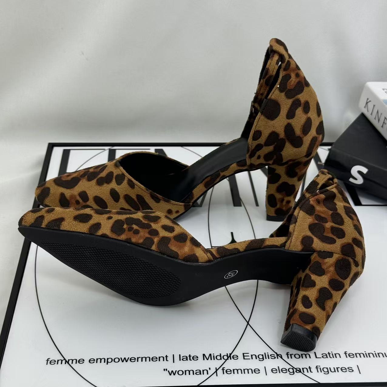 Leopard print suede platform shoes