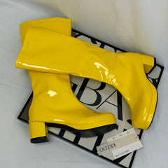 Side-zip mid-calf boots