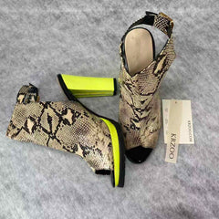 Leopard print waterproof platform high heel