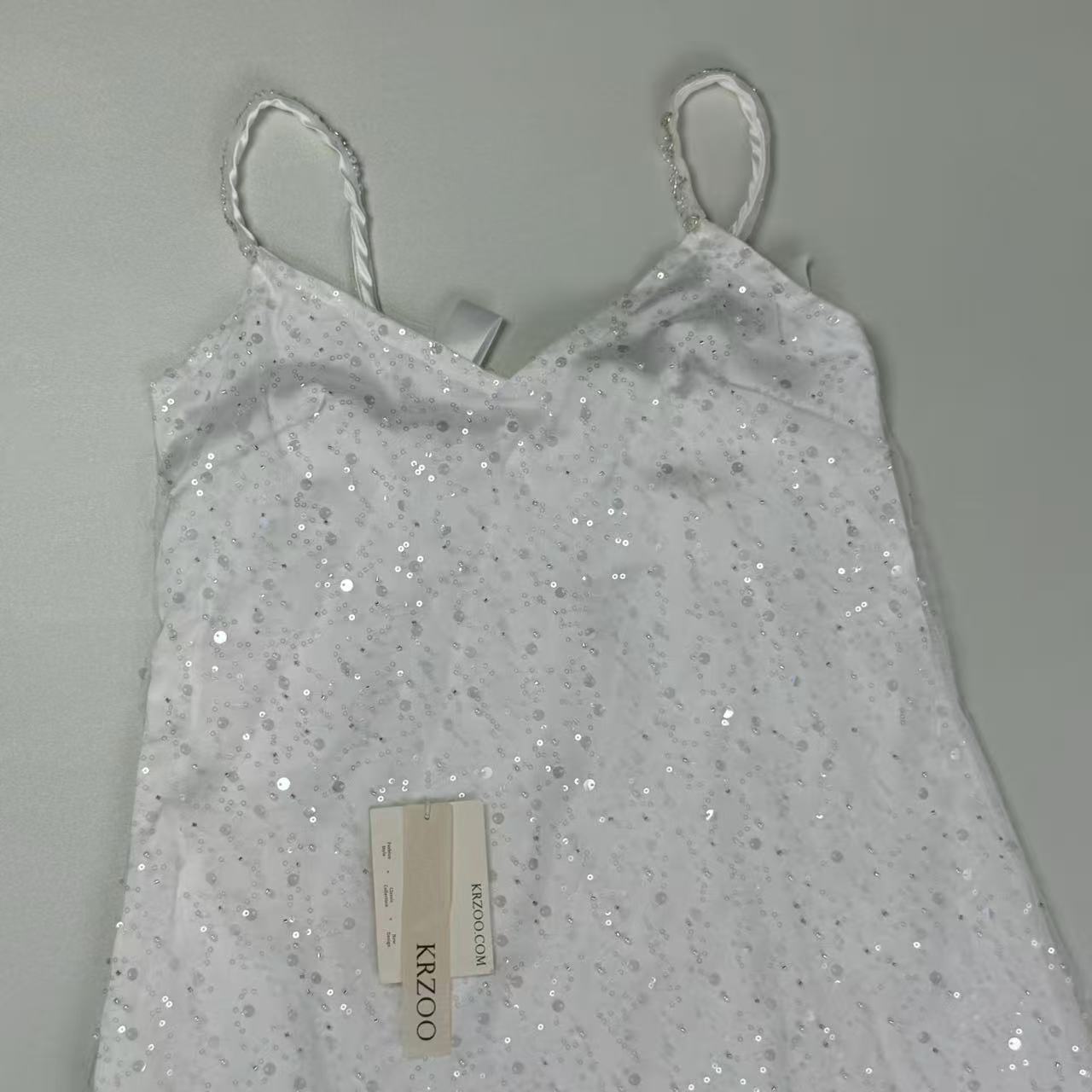 Strap sequined belt cinched A-line dress