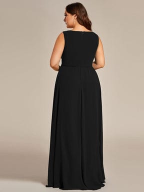 Elegant Floral Applique Sleeveless Chiffon Formal Gown