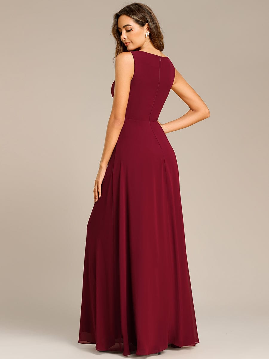 Elegant Floral Applique Sleeveless Chiffon Formal Gown