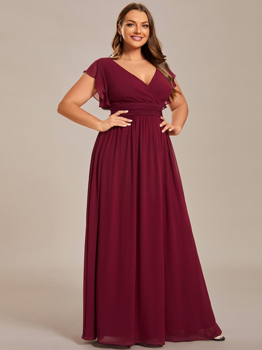 Enchanting Chiffon Bridesmaid Gown with Back Cutout and Ruffles