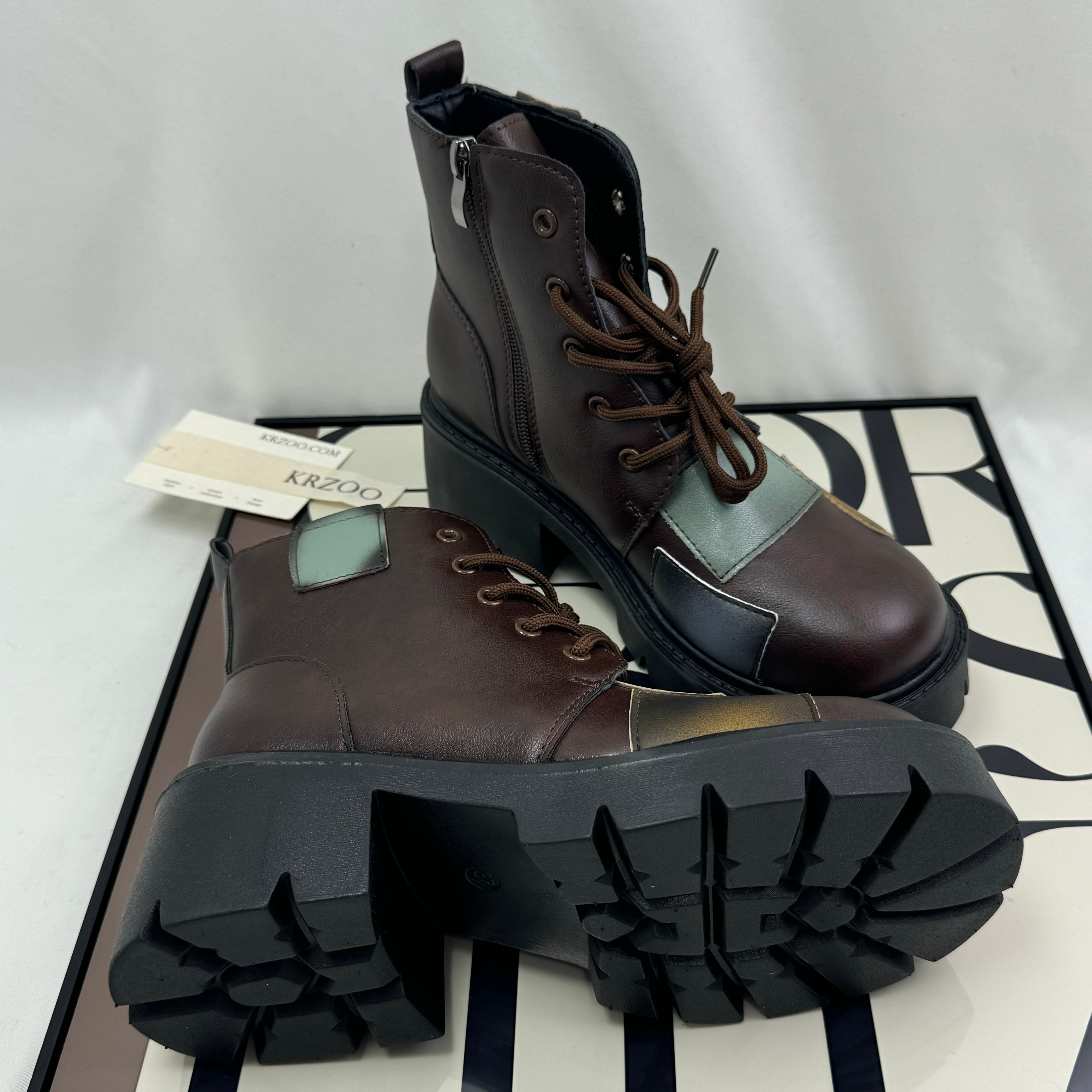 Soft leather multi-color ankle boots