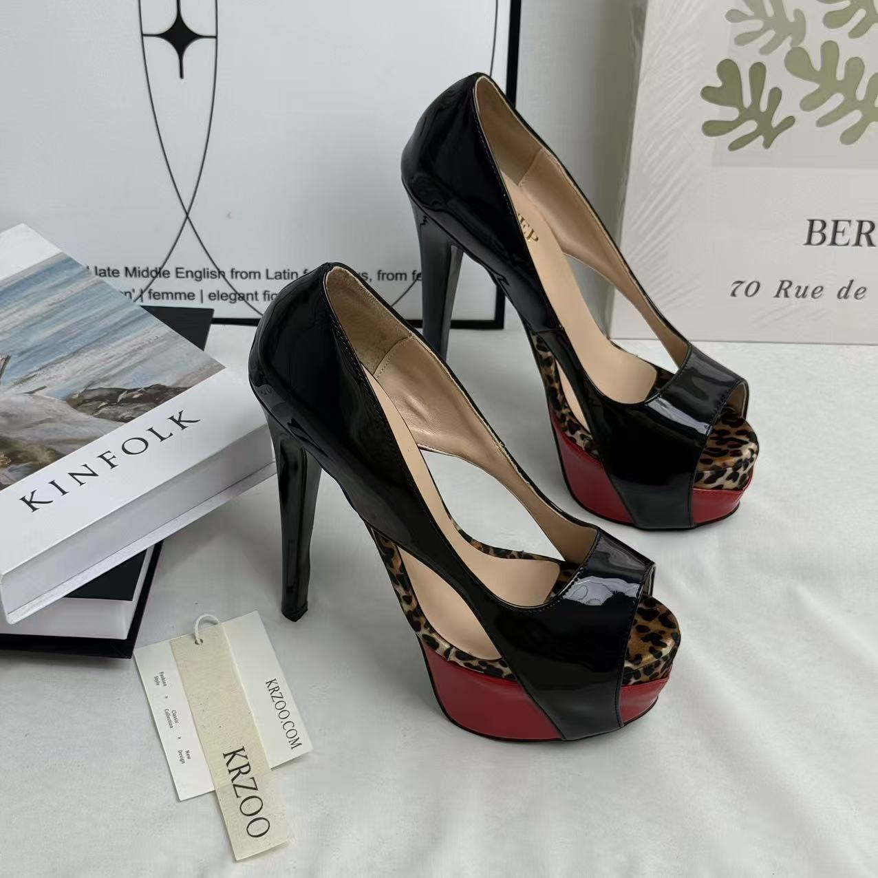 Fish-mouth thick waterproof platform shoes