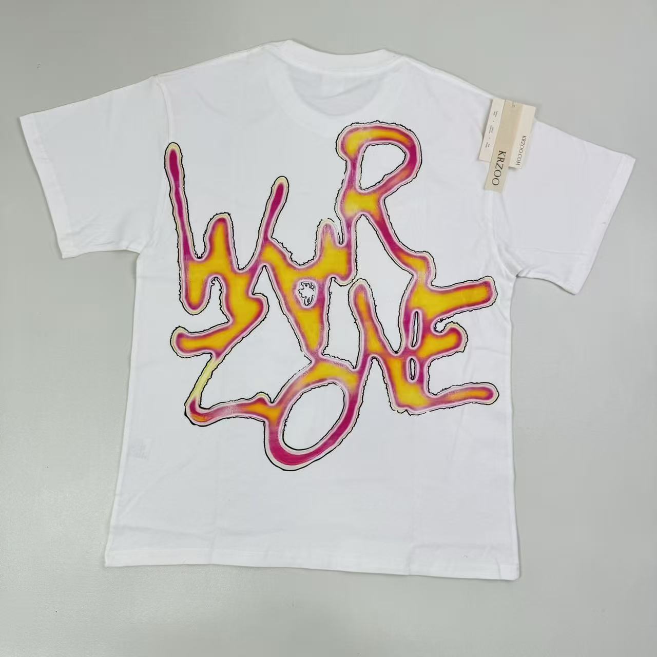 Printed cotton round-neck short-sleeved shirt